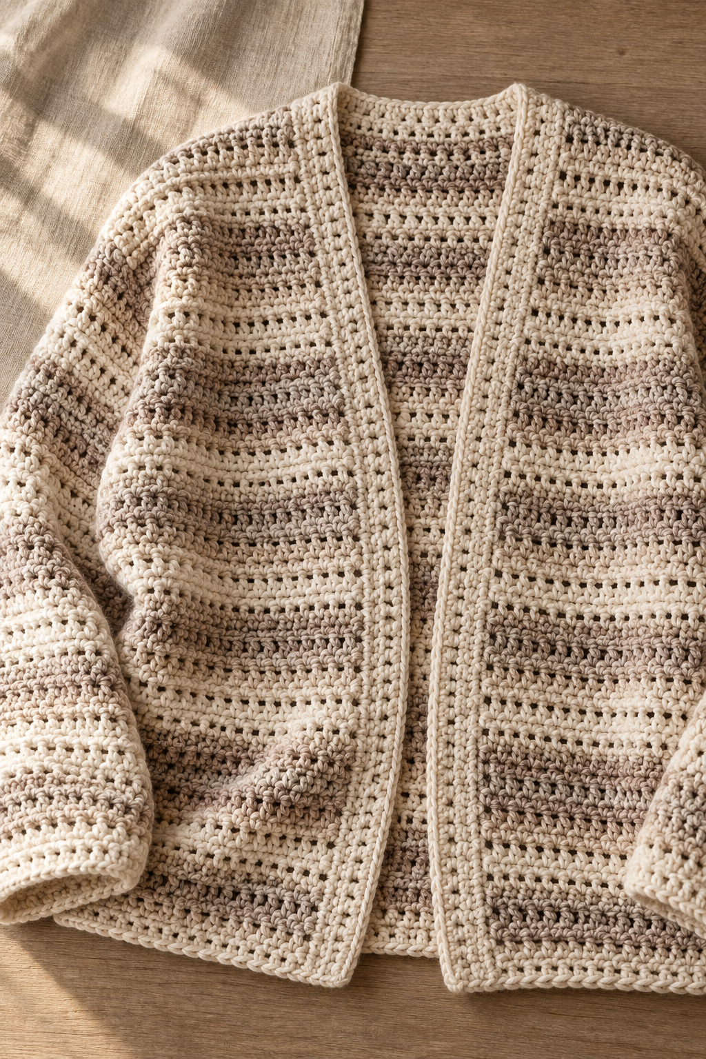 Side-to-side crochet cardigan panel